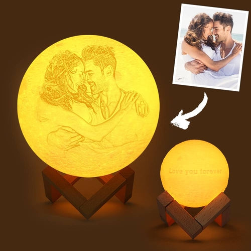 Custom Photo & Text Moon Lamp Luna Night Light – Personalized Birthday