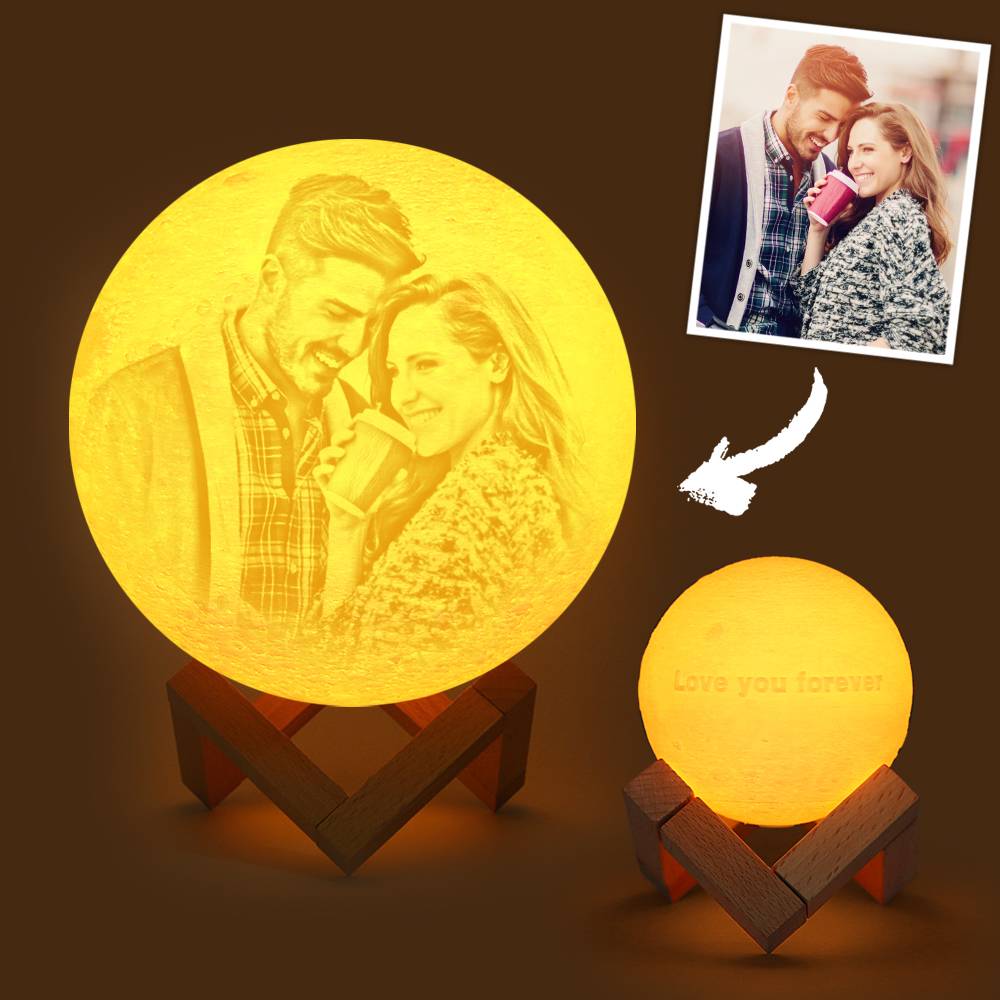 Custom Photo & Text Moon Lamp Luna Night Light – Personalized Birthday