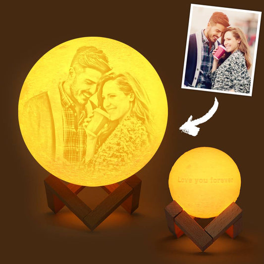 Custom Photo & Text Moon Lamp Luna Night Light – Personalized Birthday